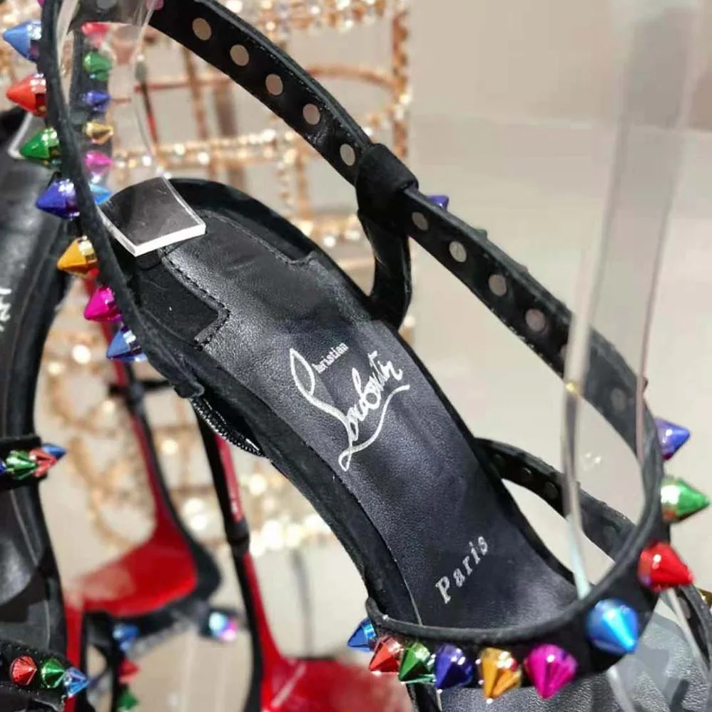 Christian Louboutin Spikita Strap 100 mm Heel Height for Women in Black Christian Louboutin Spikita Strap 100 mm Heel Height for Women in Black