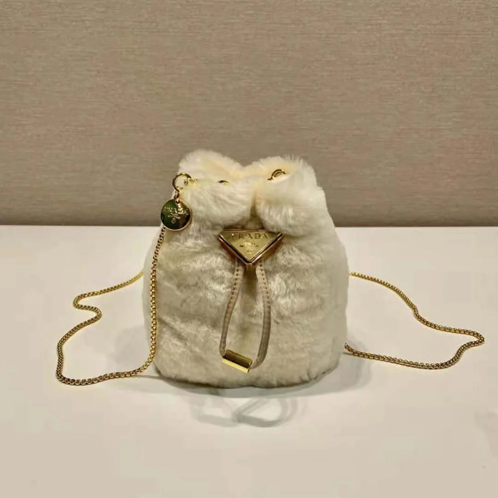 Prada Shearling Mini-pouch for Women in Beige