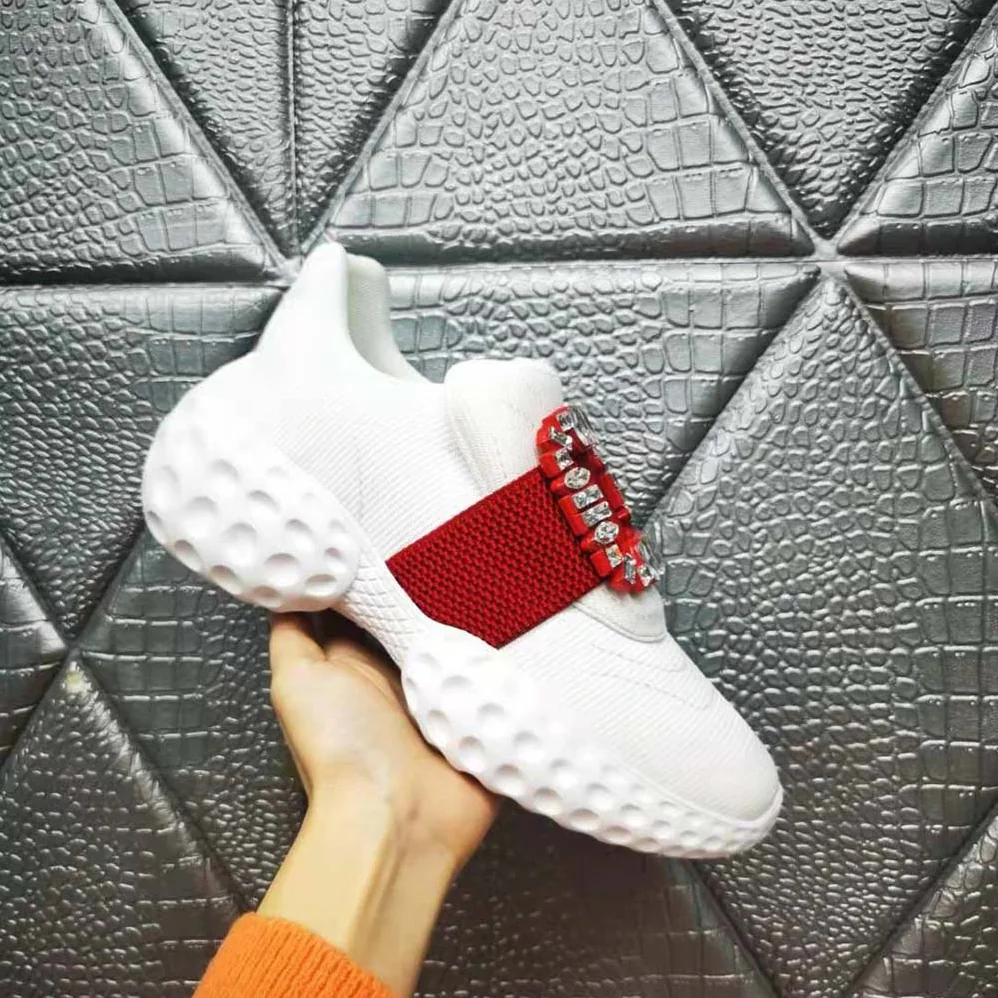 Roger Vivier Viv Run Light Strass Buckle Sneakers in Fabrics for Women Roger Vivier Viv Run Light Strass Buckle Sneakers in Fabrics for Women