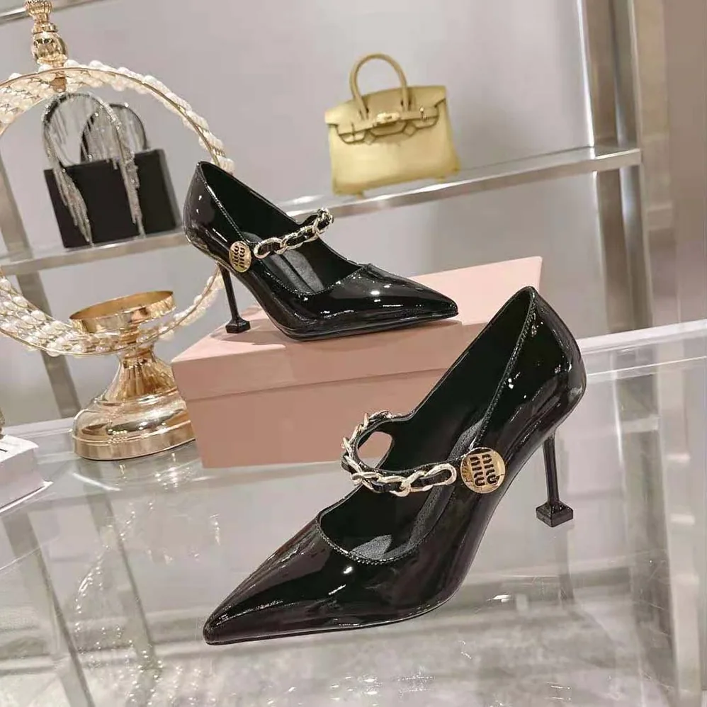 Miu Miu Patent Leather Pumps in 85mm Heel Height for Women in Black Miu Miu Patent Leather Pumps in 85mm Heel Height for Women in Black