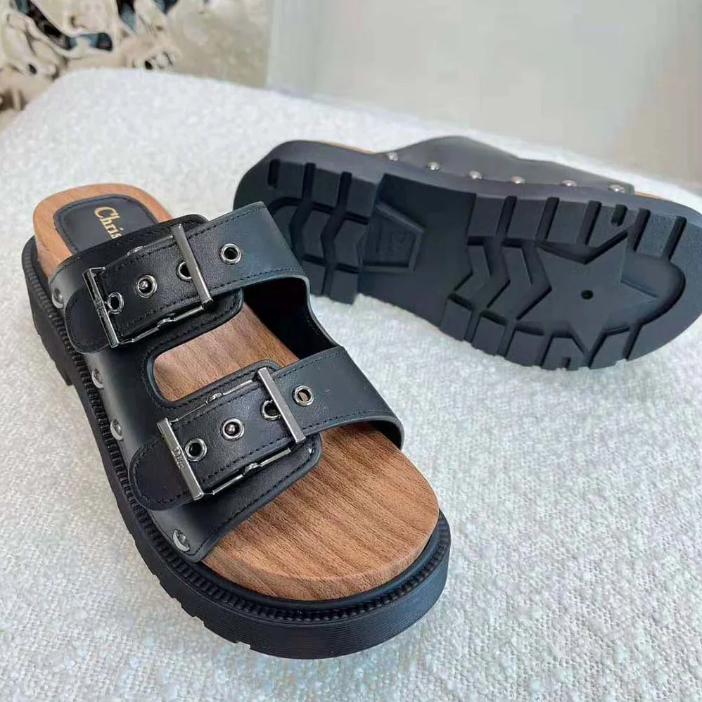 Dior Diorquake Strap Sandal Black Calfskin for Women