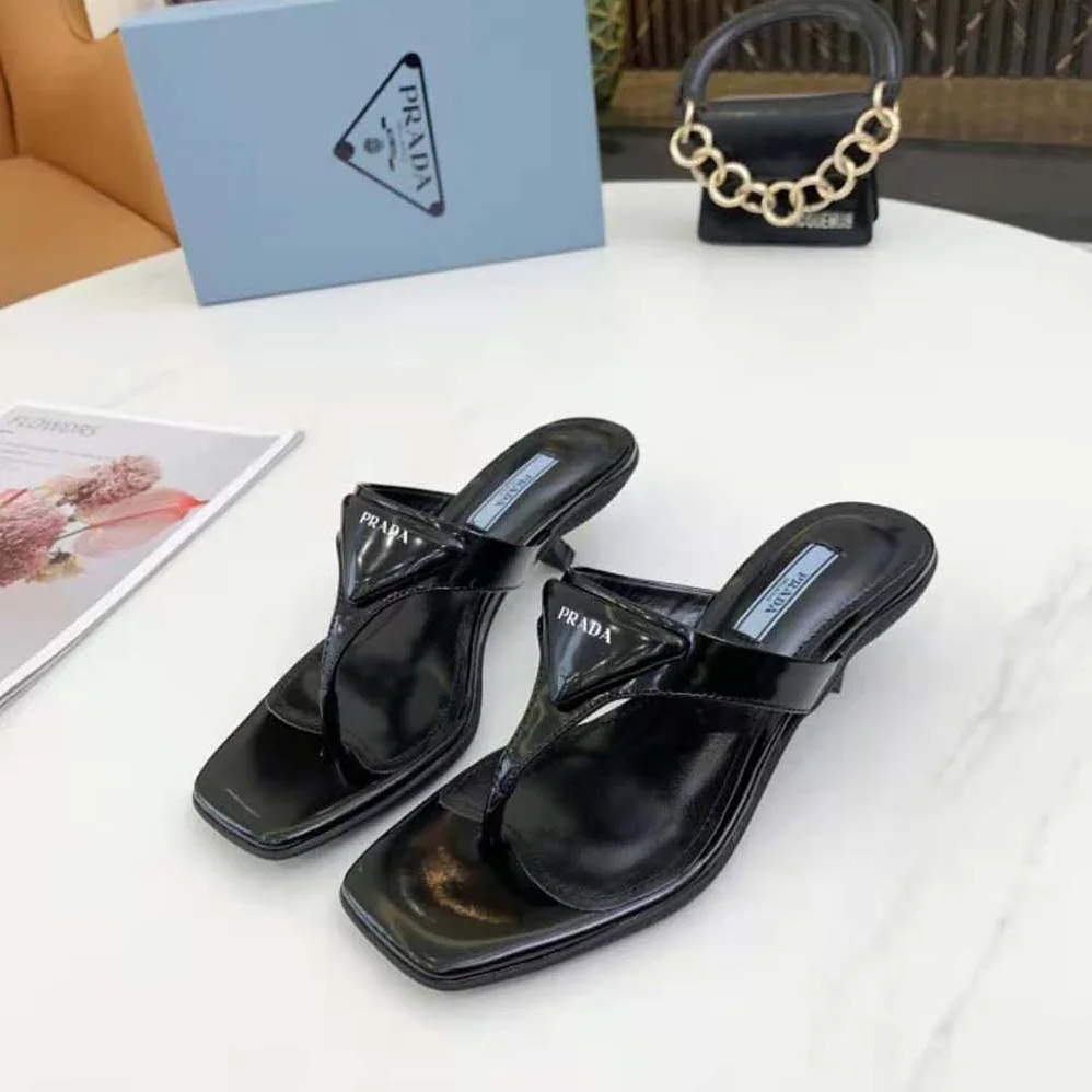 Prada Brushed Leather High for Women in heeled Thong Sandals Prada Brushed Leather High for Women in heeled Thong Sandals