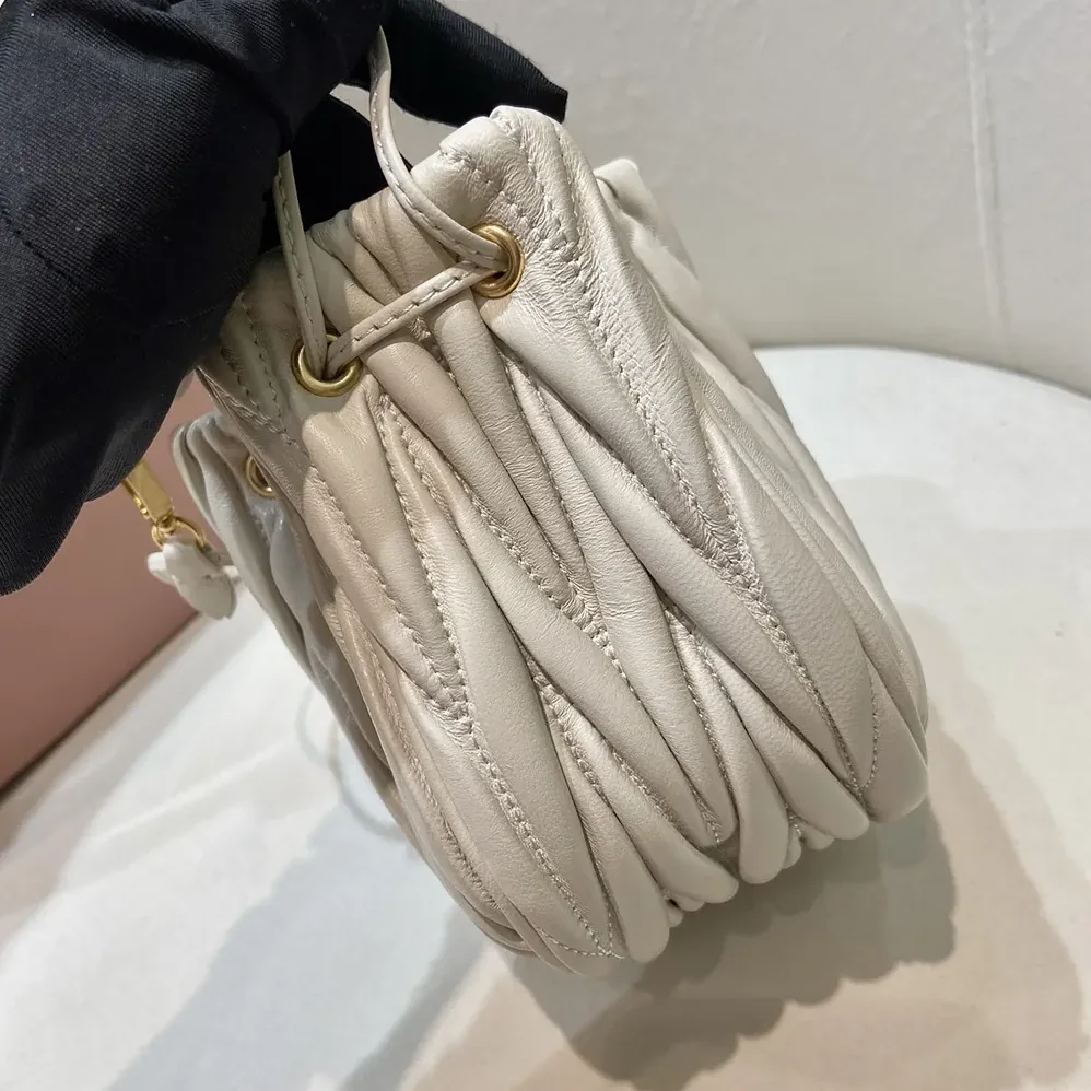 Miu Miu Matelassé Nappa Leather Pouch for Women in White Miu Miu Matelassé Nappa Leather Pouch for Women in White