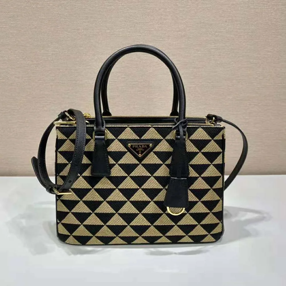 Prada Small Prada Galleria Jacquard Fabric Bag for Women in Brown Prada Small Prada Galleria Jacquard Fabric Bag for Women in Brown