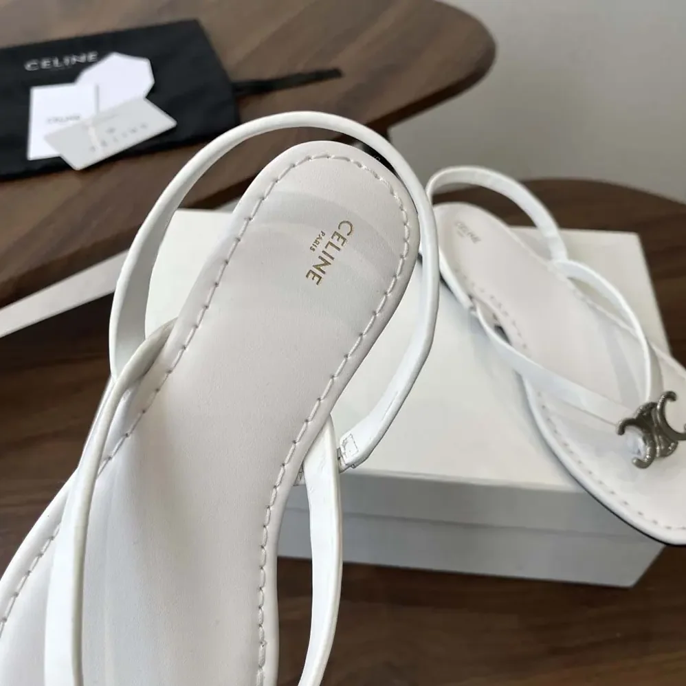 Celine Biki Sandal in Calfskin for Women in White