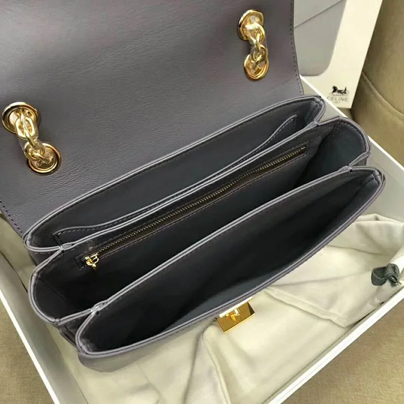 Celine Medium C Bag in Shiny Calfskin for Women in Silver