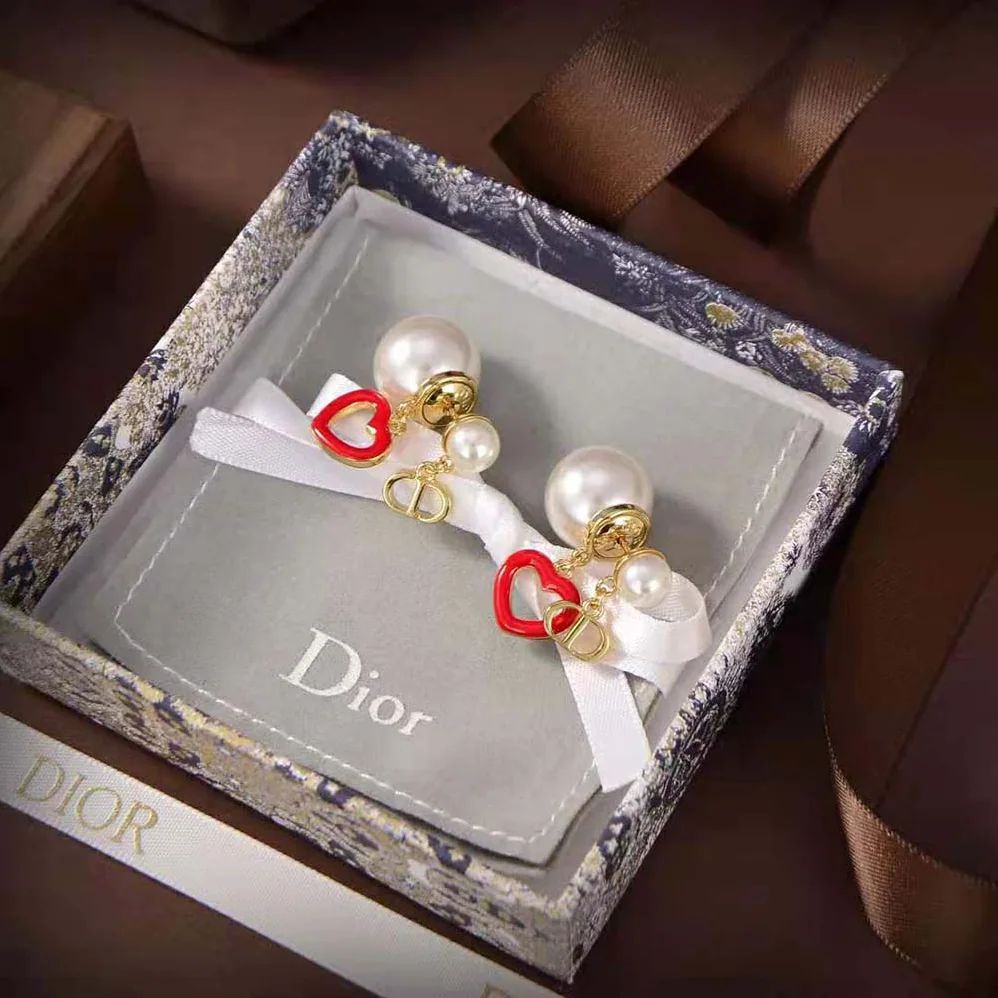 Dior Tribales Earrings Gold-Finish Metal with White Resin Pearls for Women Dior Tribales Earrings Gold-Finish Metal with White Resin Pearls for Women