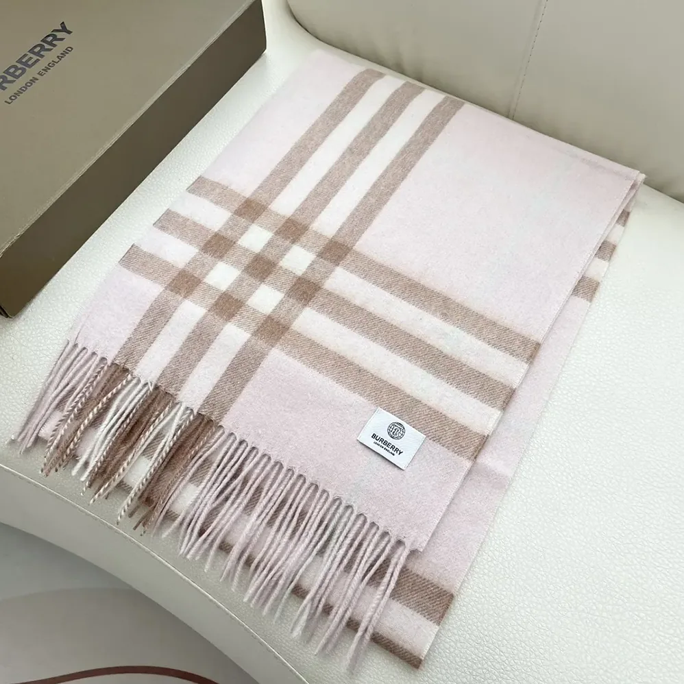 Burberry Check Cashmere Scarf for Unisex in Pink Burberry Check Cashmere Scarf for Unisex in Pink