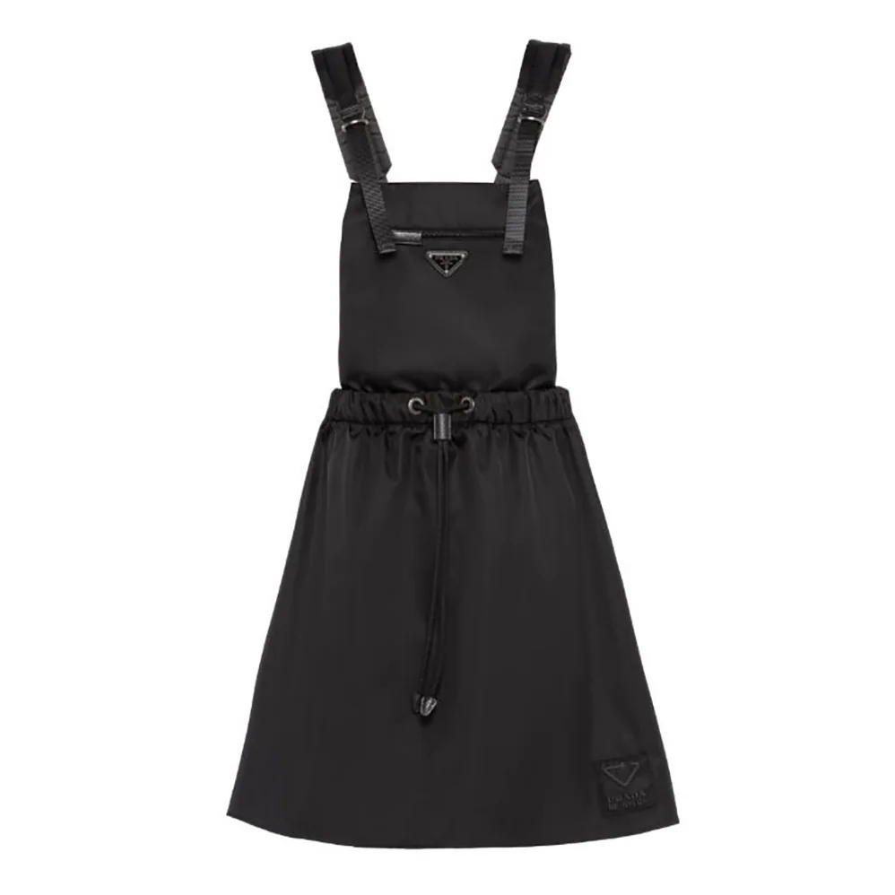 Prada Re-Nylon Gabardine Pinafore Dress for Women in Black Prada Re-Nylon Gabardine Pinafore Dress for Women in Black