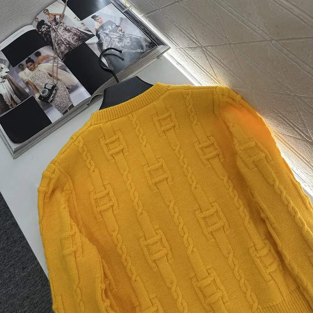 Celine Crewneck Sweater in Chains Cashmere for Women in Yellow