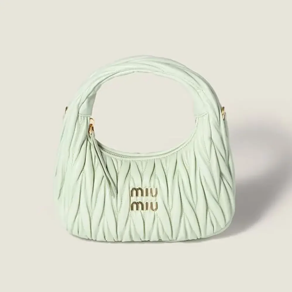 Miu Miu Wander Matelassé Nappa Leather Hobo Bag for Women in Aqua