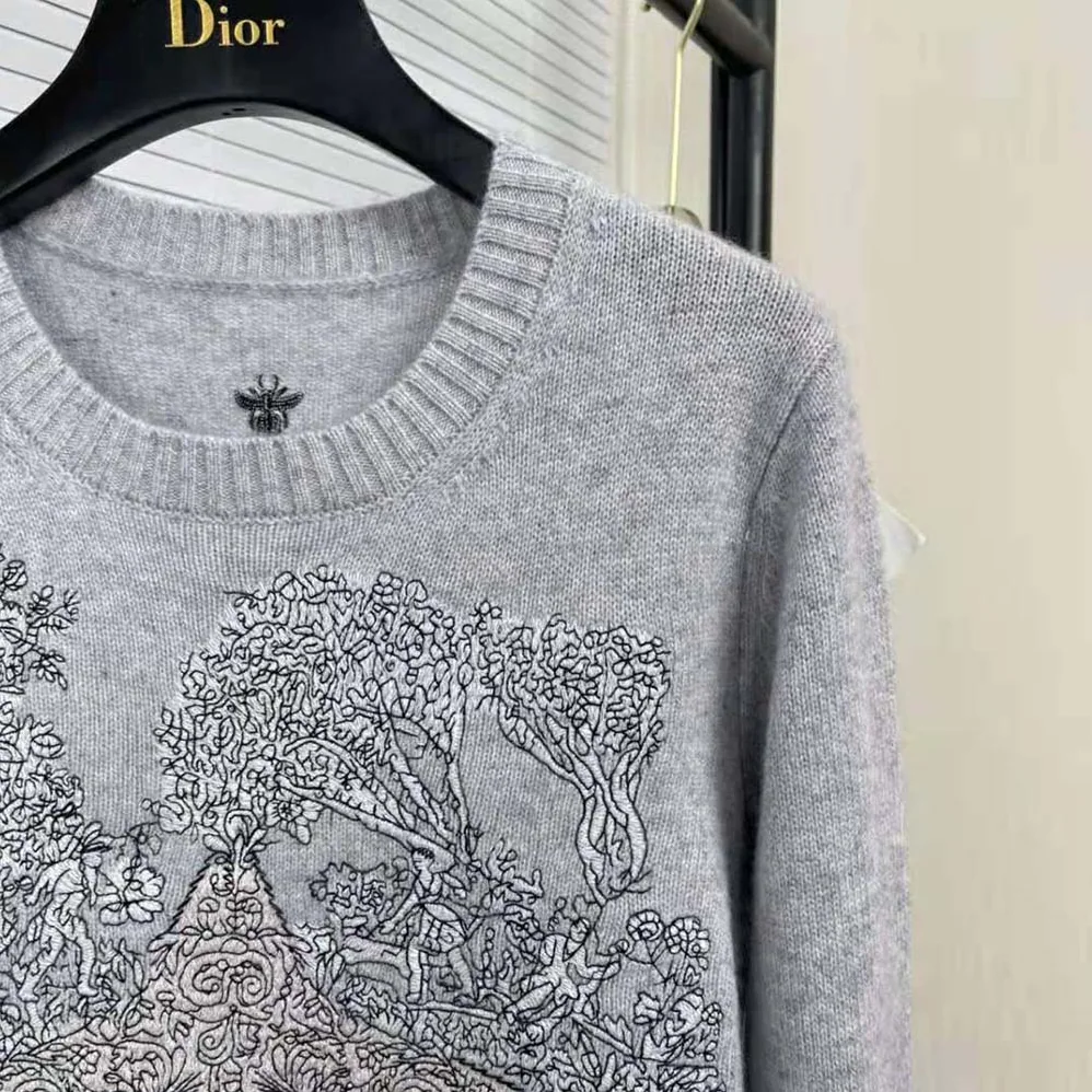 Dior Chez Moi Sweater Gray Cashmere for Women