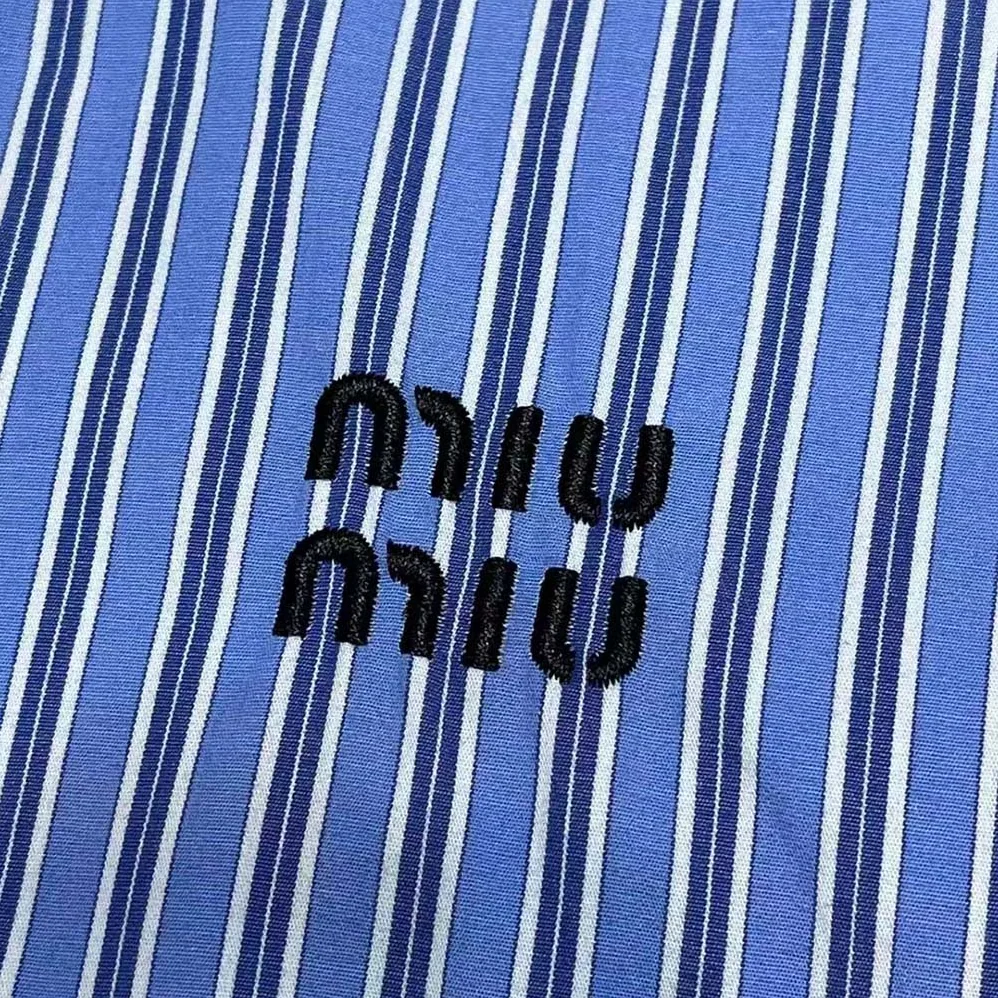 Miu Miu Poplin Shirt with Embroidered Logo for Women