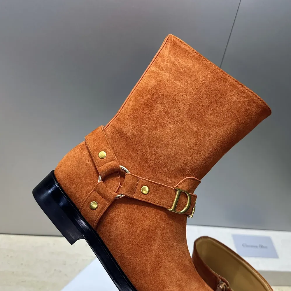 Dior Bolt Ankle Boot Cognac Brown Suede Calfskin for Women Dior Bolt Ankle Boot Cognac Brown Suede Calfskin for Women