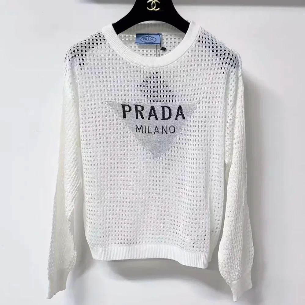 Prada Milano Open-knit Top for Women in White Prada Milano Open-knit Top for Women in White