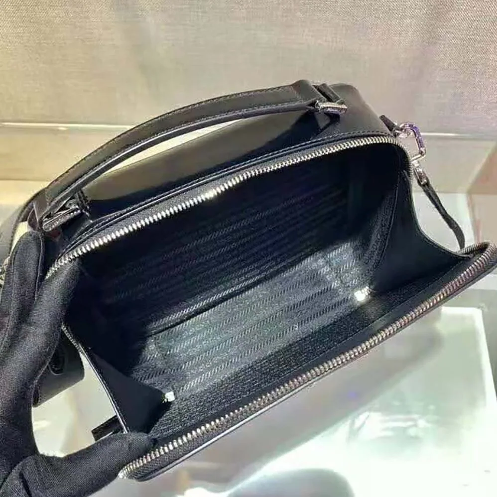 Prada Prada Brique Brushed Leather Bag for Women in Black Prada Prada Brique Brushed Leather Bag for Women in Black