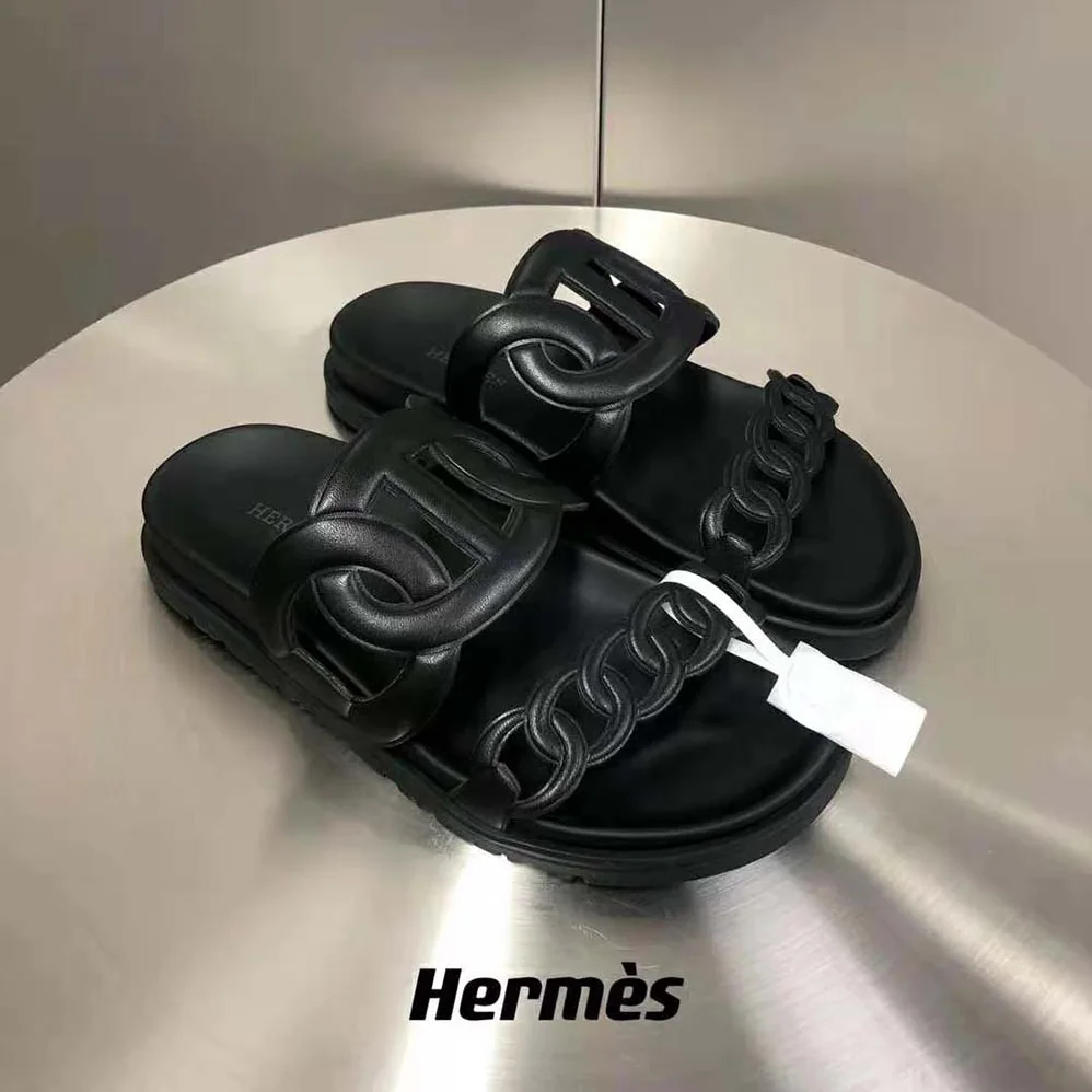 Hermes Extra Sandal in Nappa Leather for Women in Black