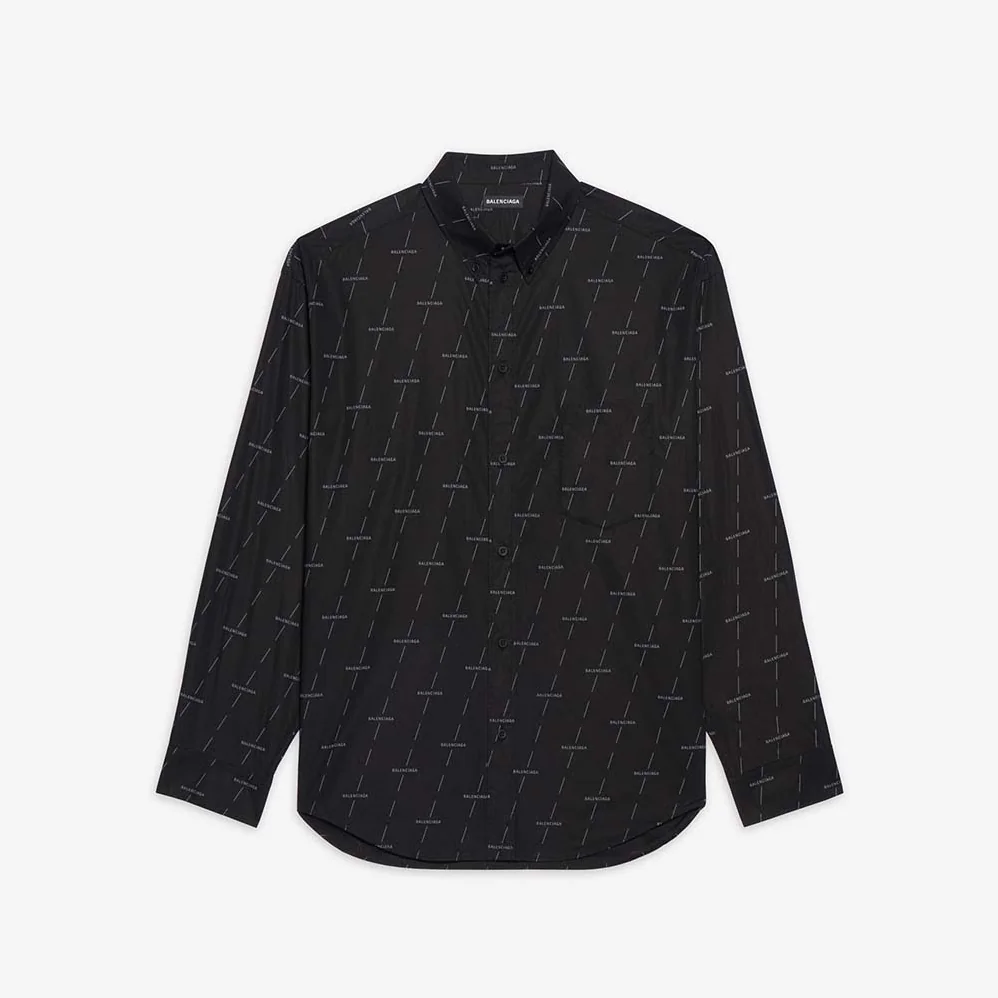 Balenciaga Large Fit Shirt in Black and White Licence Printed Poplin for Women Balenciaga Large Fit Shirt in Black and White Licence Printed Poplin for Women