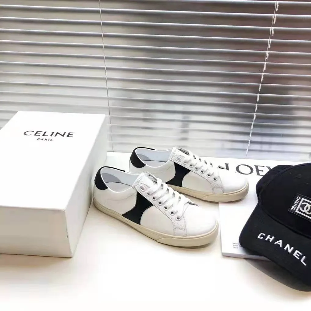 Celine Celine Triomphe Low Lace Up Sneaker Calfskin for Women in White