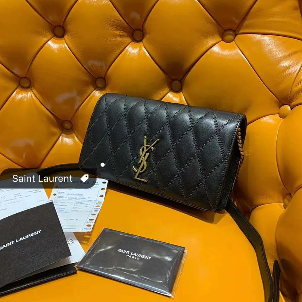 Saint Laurent YSL Angie Chain Bag Diamond-Quilted Lambskin for Women in Black Saint Laurent YSL Angie Chain Bag Diamond-Quilted Lambskin for Women in Black