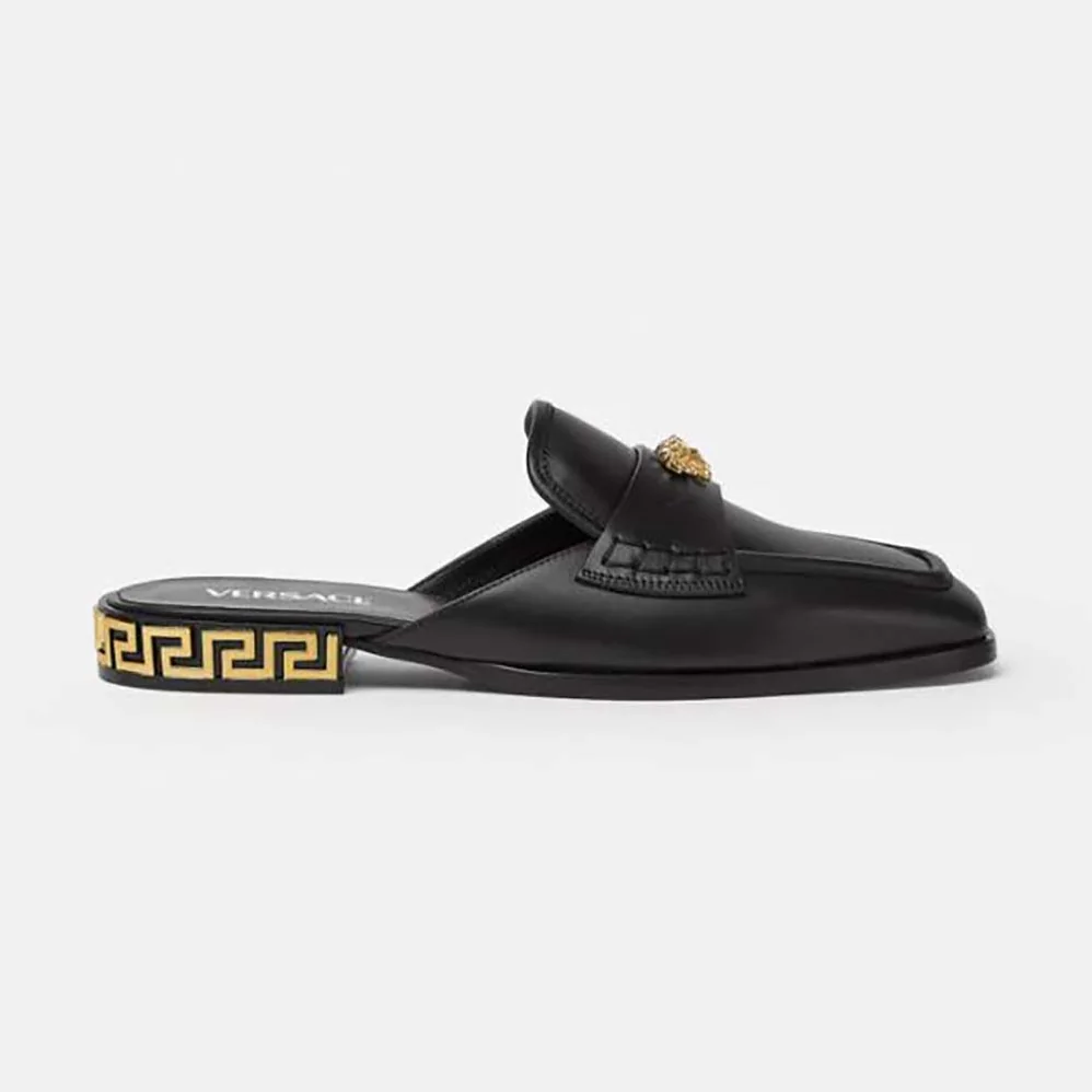 Versace La Medusa Loafers in Calf Leather for Women in Black Versace La Medusa Loafers in Calf Leather for Women in Black