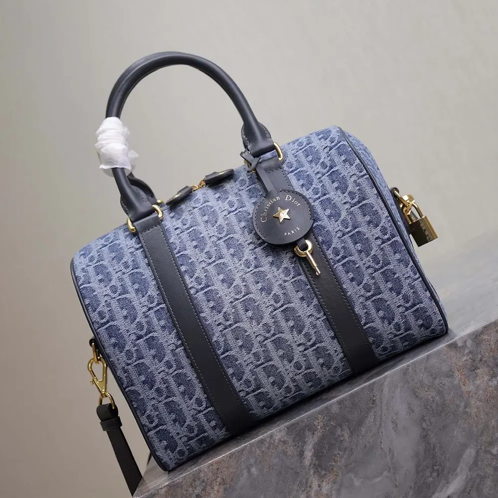 Dior Groove 25 Bag Blue Denim Dior Oblique Jacquard for Women