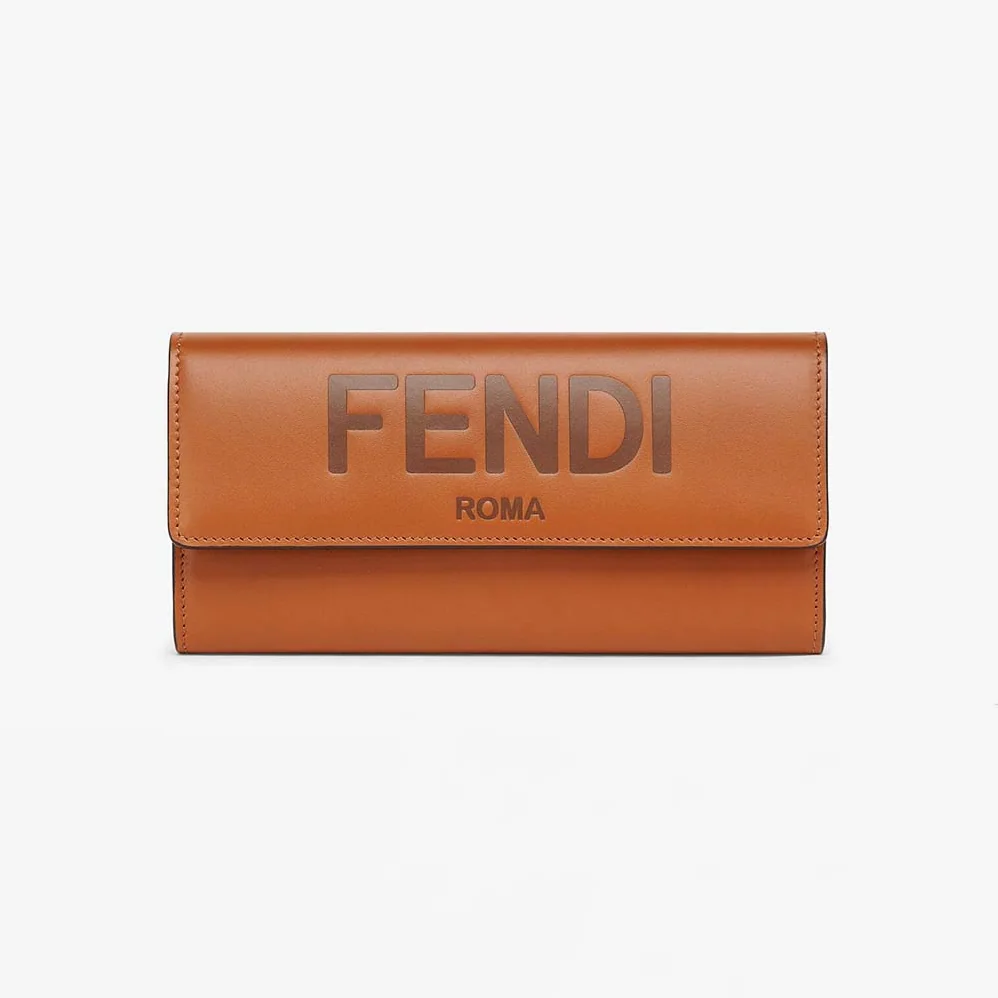 Fendi Continental Brown Leather Wallet Fastened with a Snap Button for Women Fendi Continental Brown Leather Wallet Fastened with a Snap Button for Women
