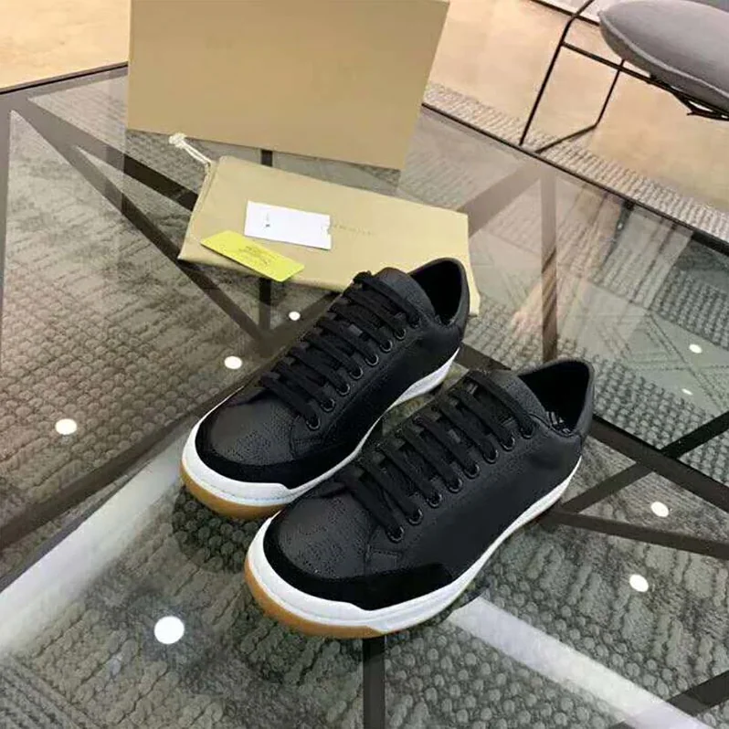 Burberry Shoes Logo Print Leather Sneakers for Men in Black Burberry Shoes Logo Print Leather Sneakers for Men in Black