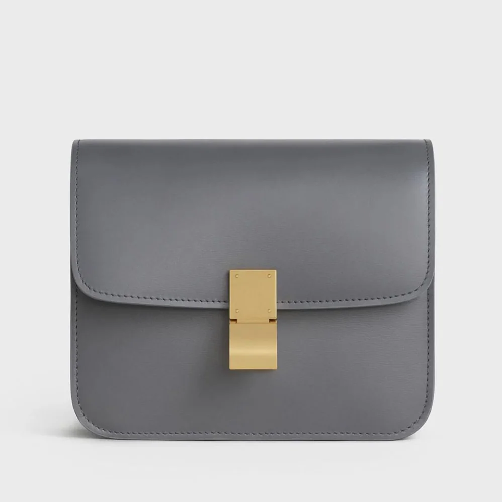Celine Teen Classic Bag in Box Calfskin for Women in Silver Celine Teen Classic Bag in Box Calfskin for Women in Silver
