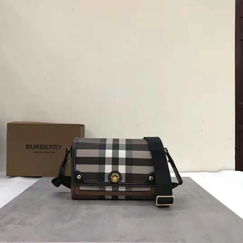 Burberry Note Bag with Logo-engraved Studs for Women in Brown