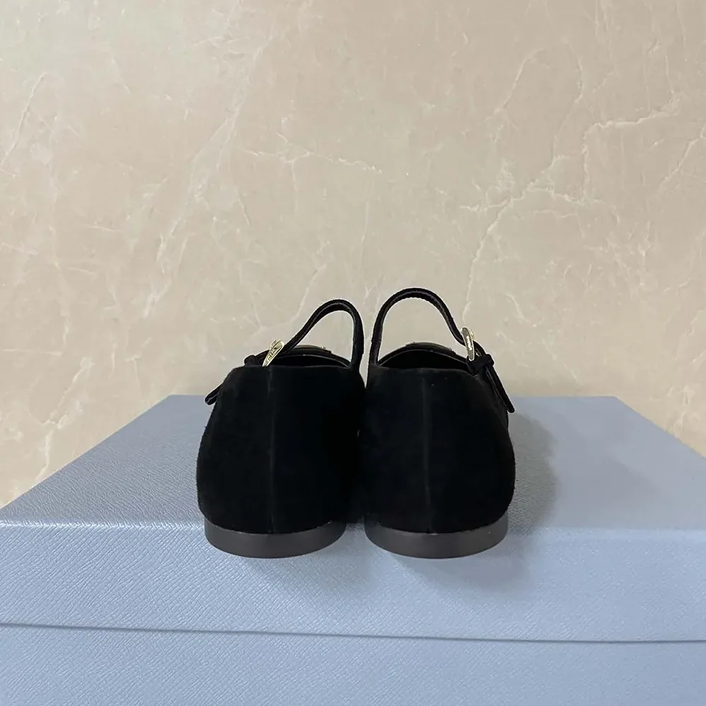 Prada Suede Ballerinas for Women in Black