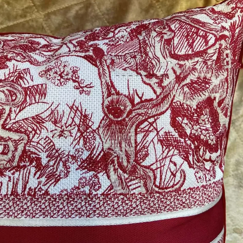 Dior Square Pillow Toile de Jouy Burgundy for Women Dior Square Pillow Toile de Jouy Burgundy for Women