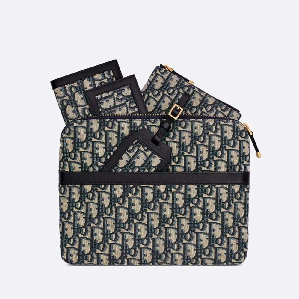 Dior Diortravel Travel Kit Blue Dior Oblique Jacquard for Unisex