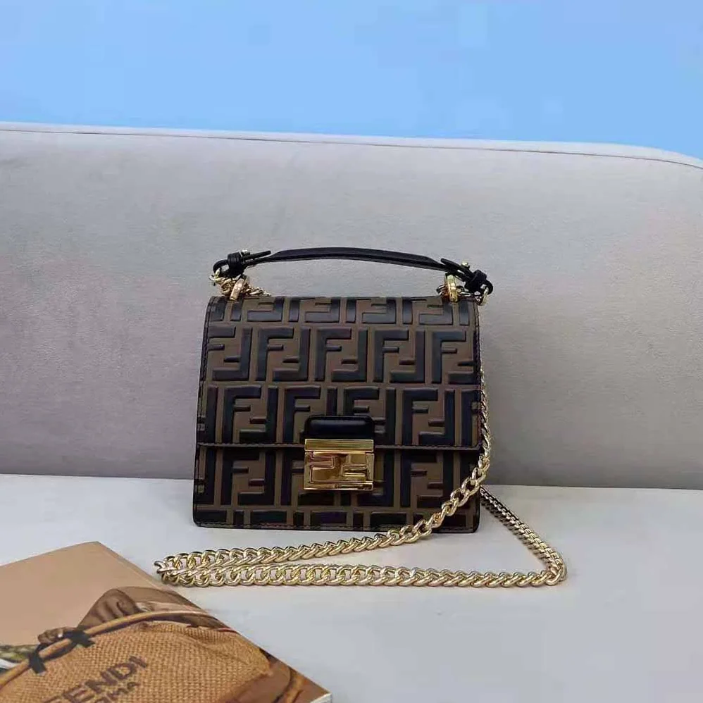 Fendi Kan U Small Brown Leather Mini for Women in Bag