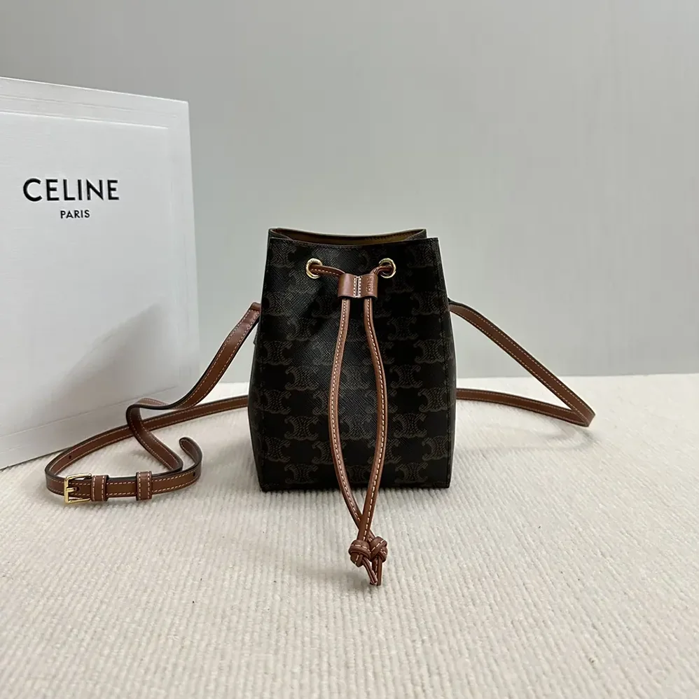 Celine Micro Sailor in Triomphe Canvas and Calfskin for Women in Brown