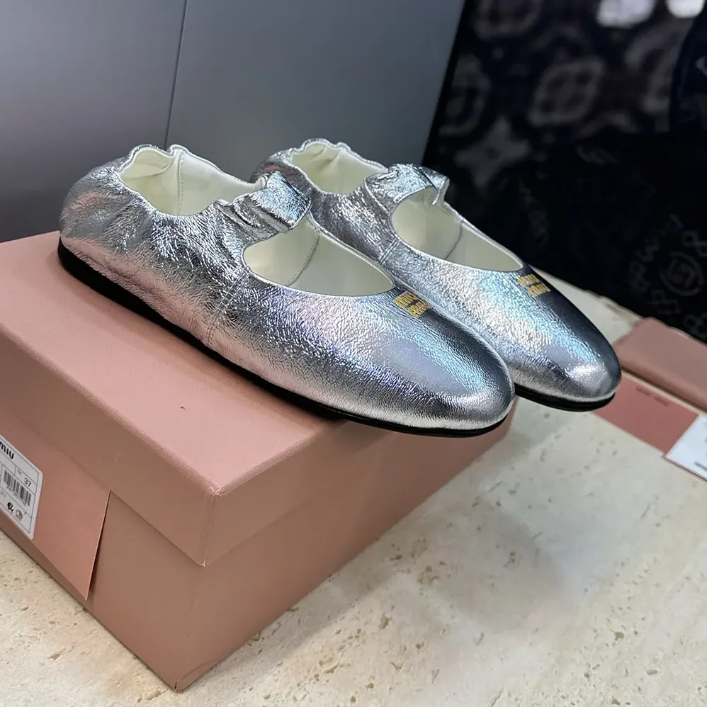 Miu Miu Ruches Mordoré Nappa Leather Ballerinas for Women