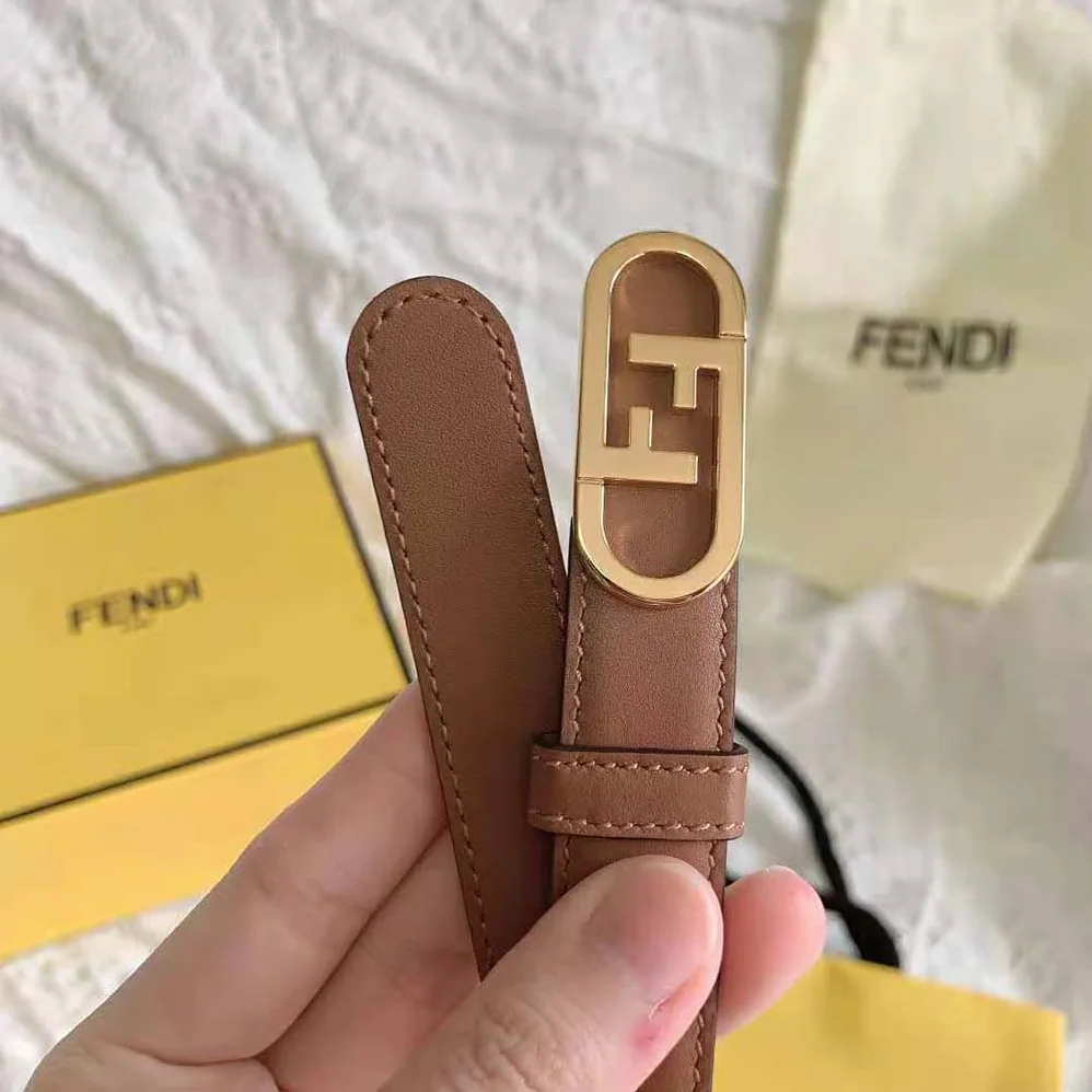 Fendi Narrow Belt with Loop and Fendi OLock Stud Buckle for Women Fendi Narrow Belt with Loop and Fendi OLock Stud Buckle for Women