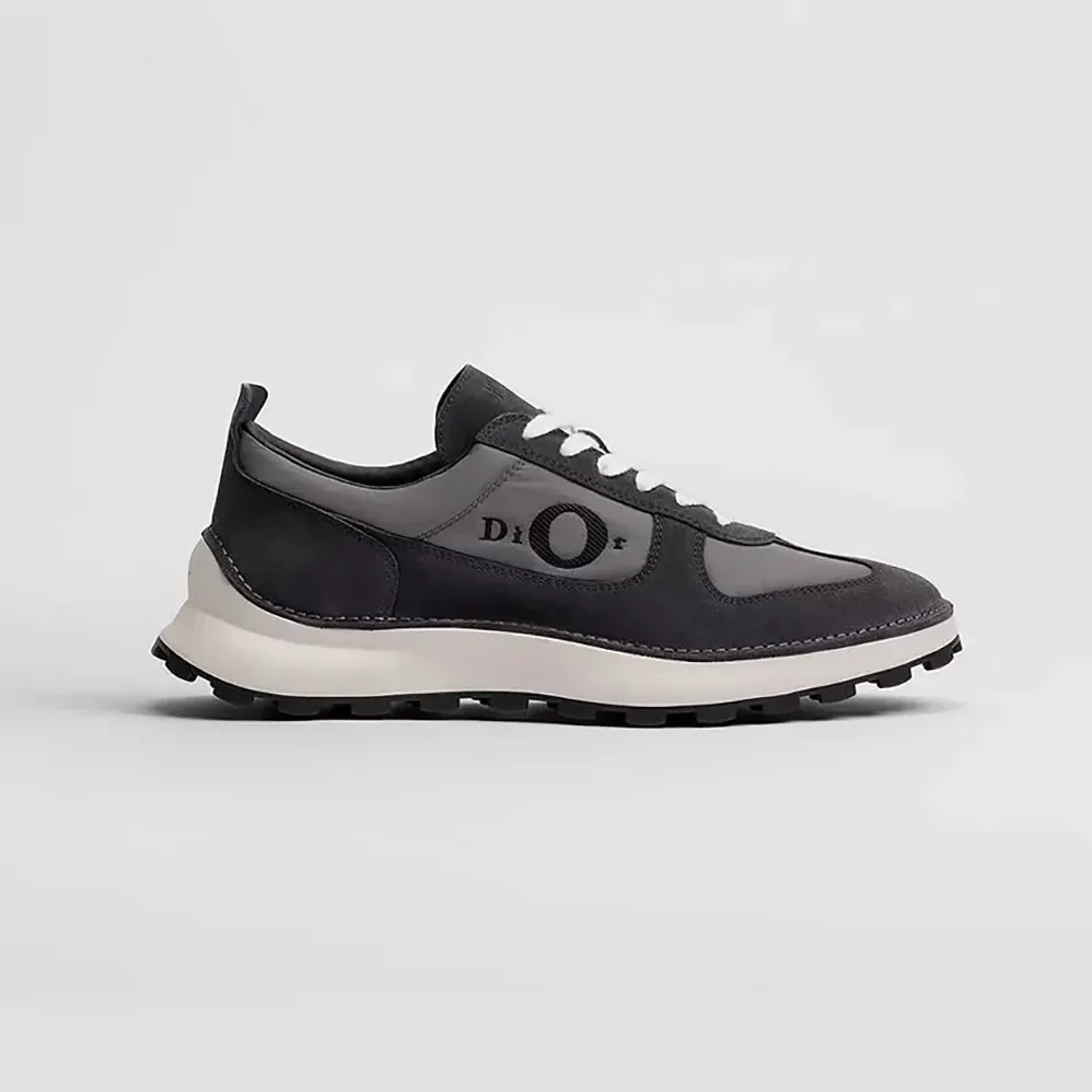 Dior Squash Sneaker Black Suede Calfskin and Gray Technical Fabric for Unisex