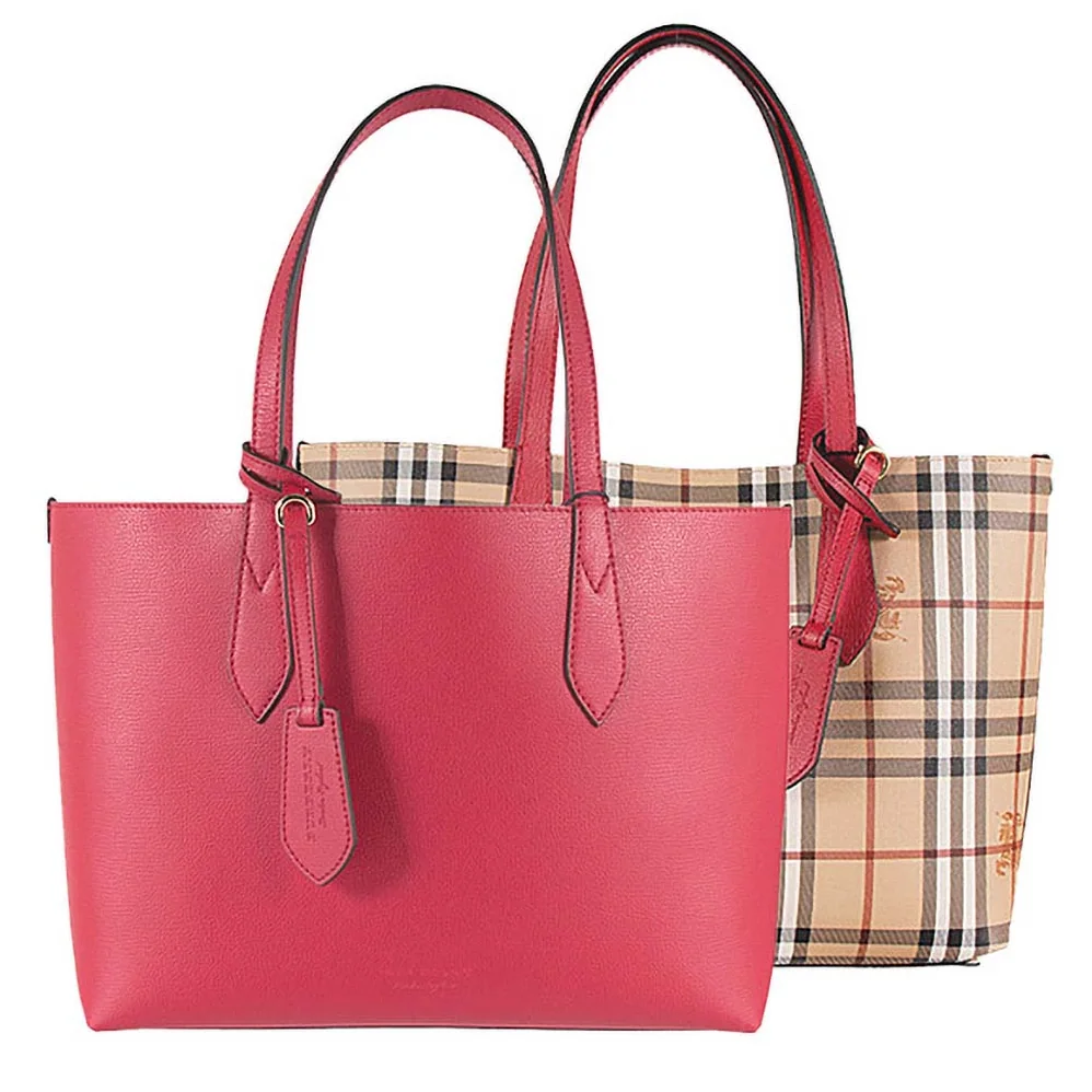Burberry Embossed Leather Tote for Women in Carmine