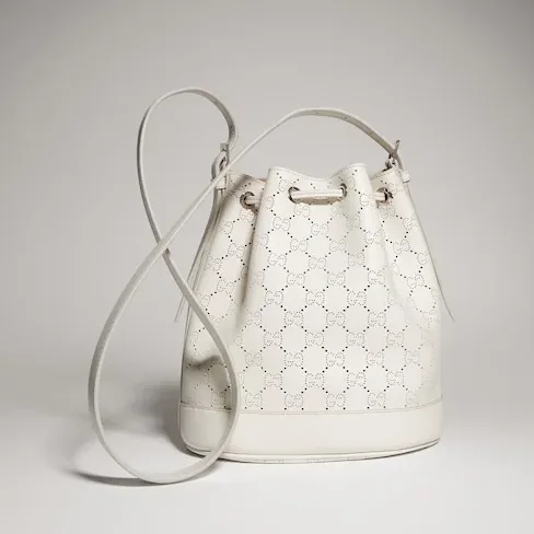 Gucci Venice Small Bucket Bag in White Palladium Hardware Gucci Venice Small Bucket Bag in White Palladium Hardware