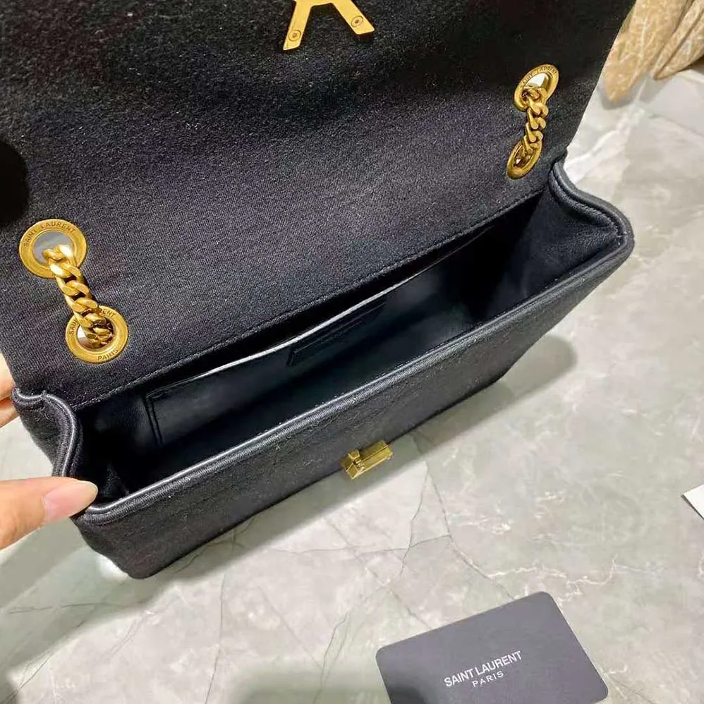 Saint Laurent YSL Jamie Medium Carre Rive Gauche in Jersey for Women in Black Saint Laurent YSL Jamie Medium Carre Rive Gauche in Jersey for Women in Black