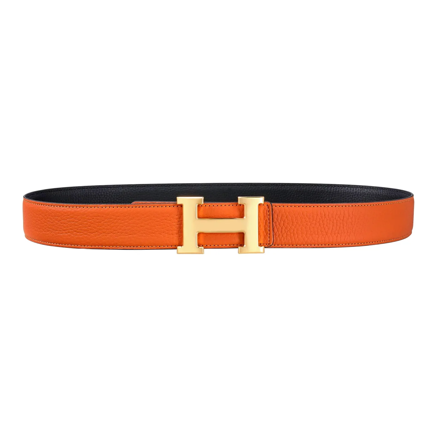 Reversible H Buckle Belt Orange&Black