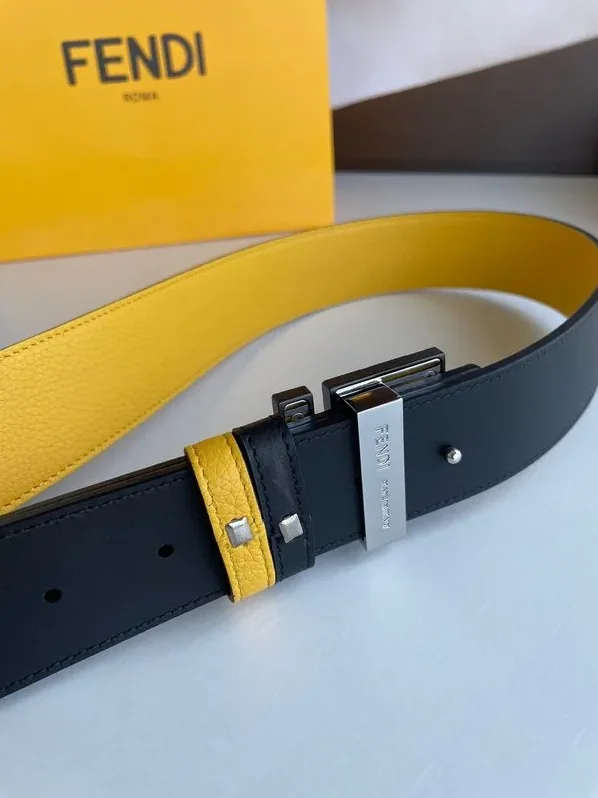 Fendi Belt With Double F Buckle Yellow