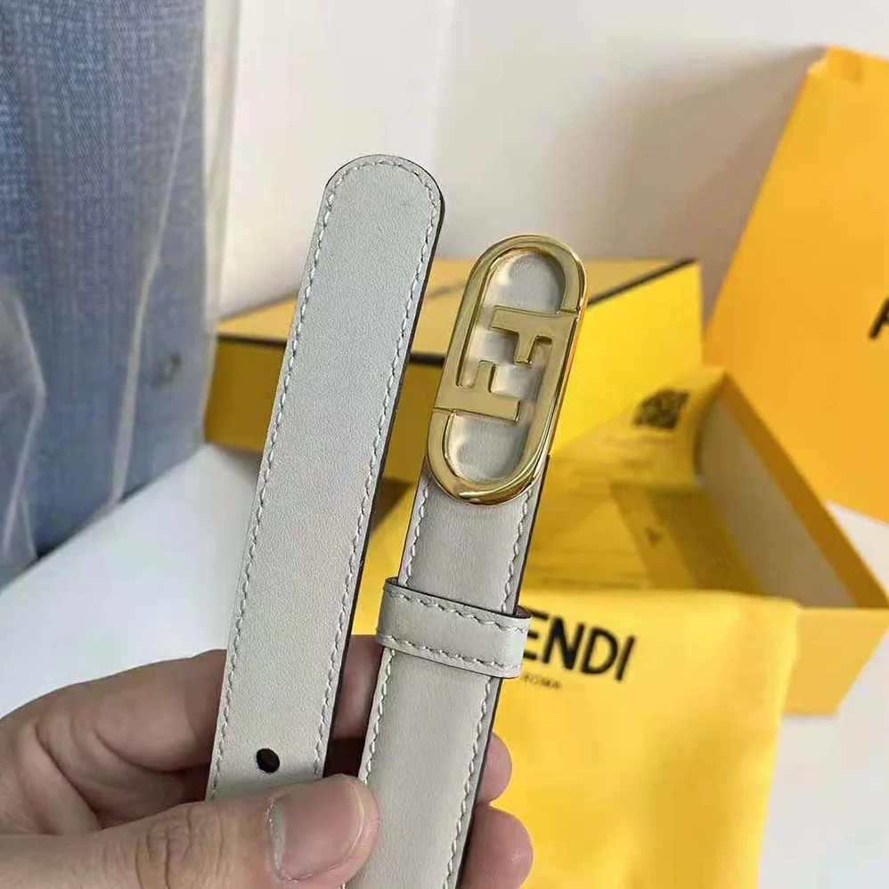 Fendi Narrow Belt with Loop and Fendi O Lock Stud Buckle for Women