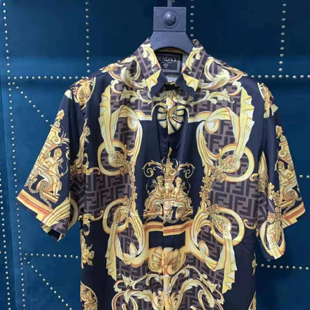 Fendi Fendace Multicolor Silk Shirt for Men in Black Fendi Fendace Multicolor Silk Shirt for Men in Black