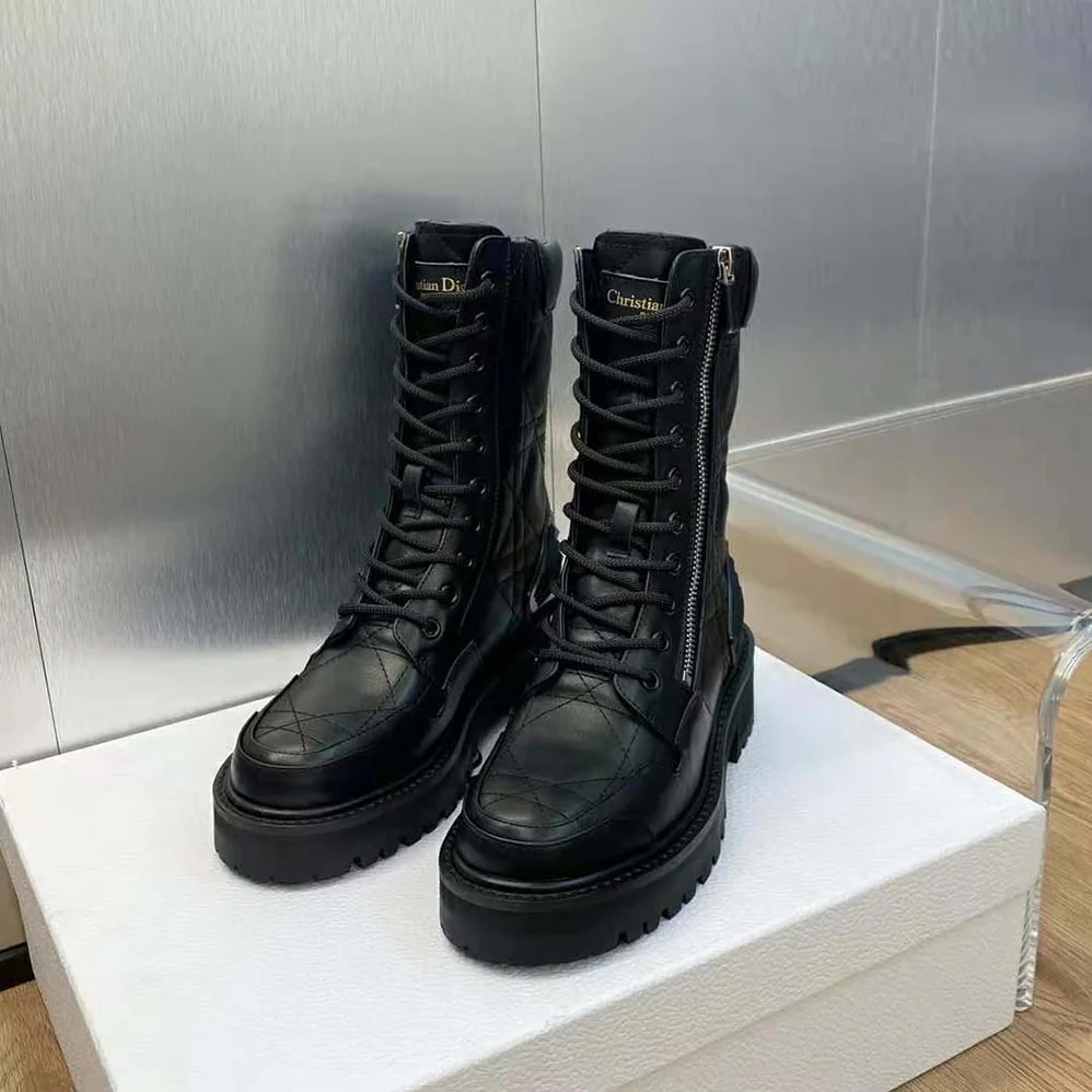 Dior D-Leader Ankle Boot Black Quilted Cannage Calfskin for Women