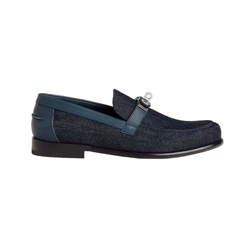 Hermes Destin Loafer in Denim and Calfskin for Men Hermes Destin Loafer in Denim and Calfskin for Men