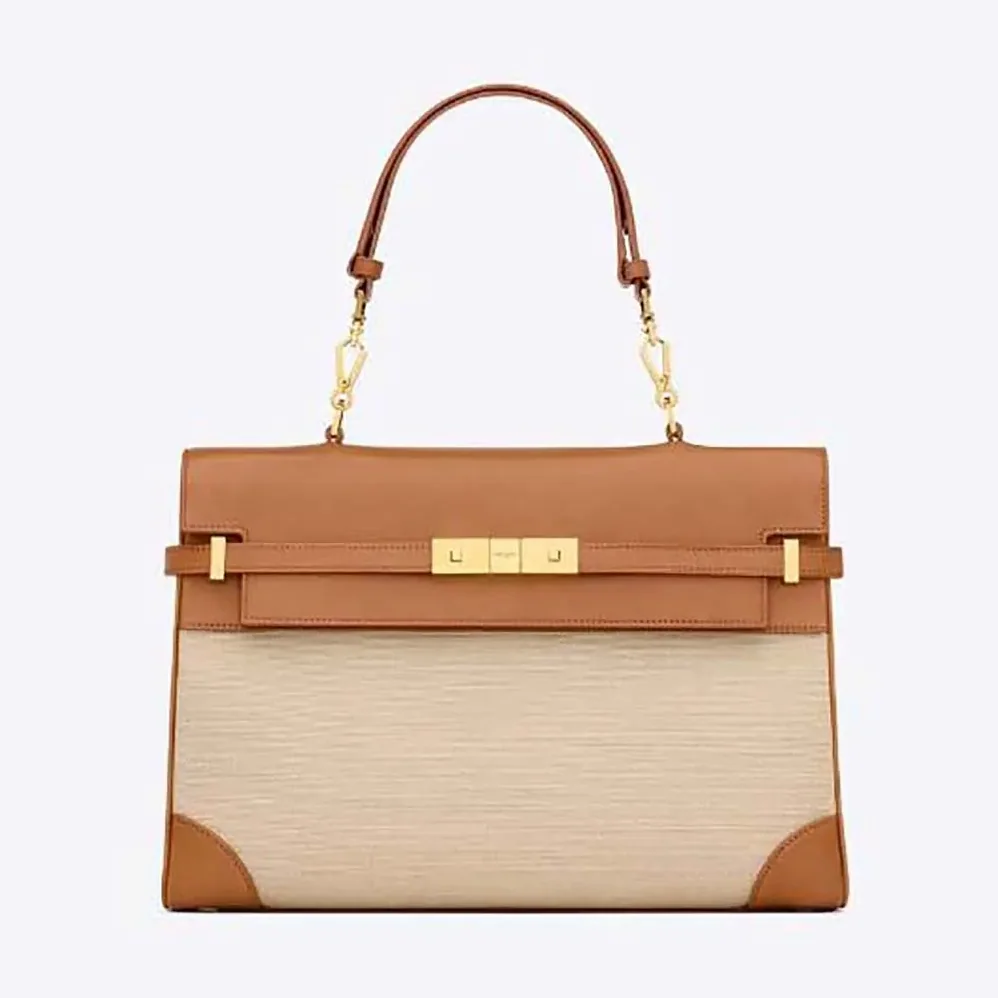 Saint Laurent YSL Manhattan Top Handle in Canvas and Leather for Women