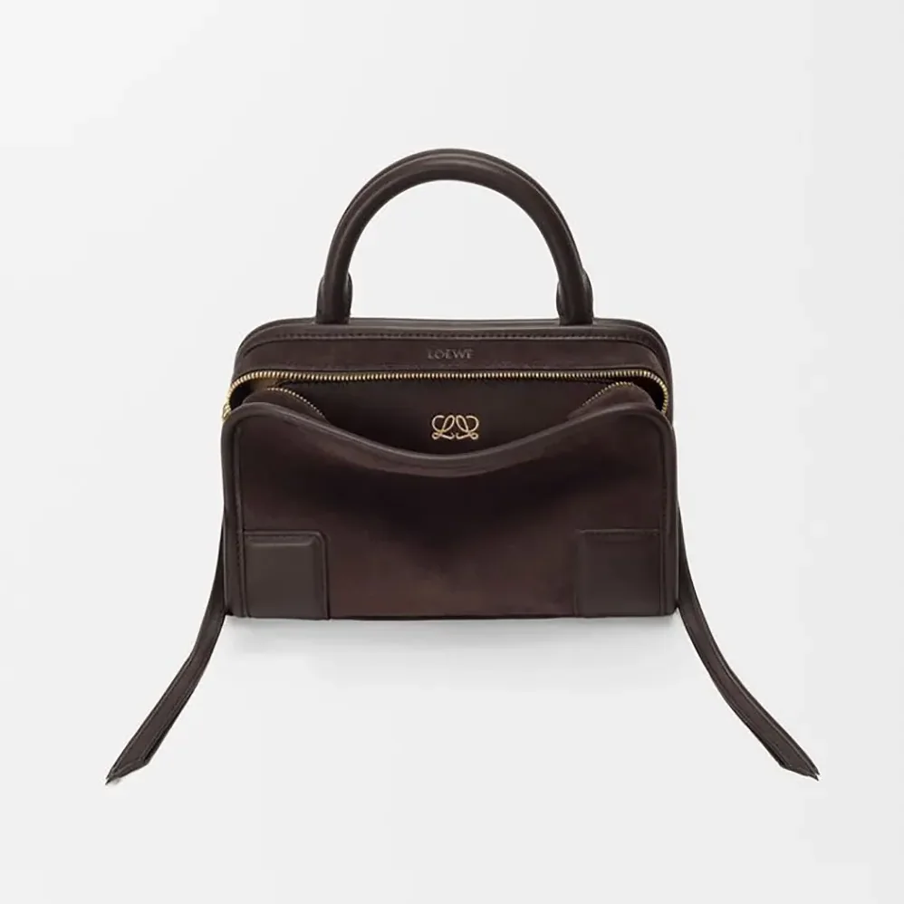 Loewe Mini Amazona 180 Bag in Suede for Women in Dark Chestnut Loewe Mini Amazona 180 Bag in Suede for Women in Dark Chestnut