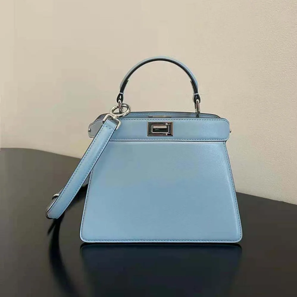 Fendi Peekaboo ISeeU Petite Light Blue Padded Nappa Leather Bag for Women Fendi Peekaboo ISeeU Petite Light Blue Padded Nappa Leather Bag for Women